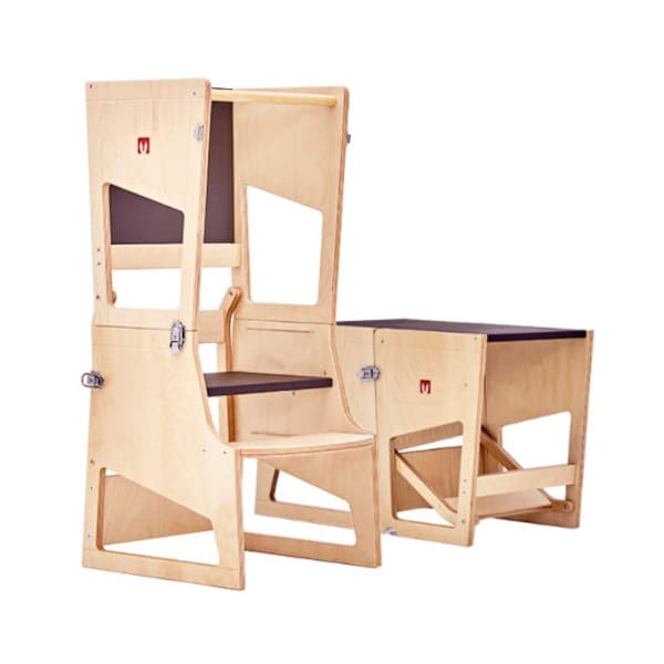 BianconiglioKids® TRANSFORMER Montessori Lernturm höhenverstellbar umwandelbar in Tafel, Tisch, Schreibtisch