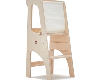 BianconiglioKids® EVO learning tower with Kidafe system included ADJUSTABLE in 3 heights - handmade in Italy CE EN71 certified