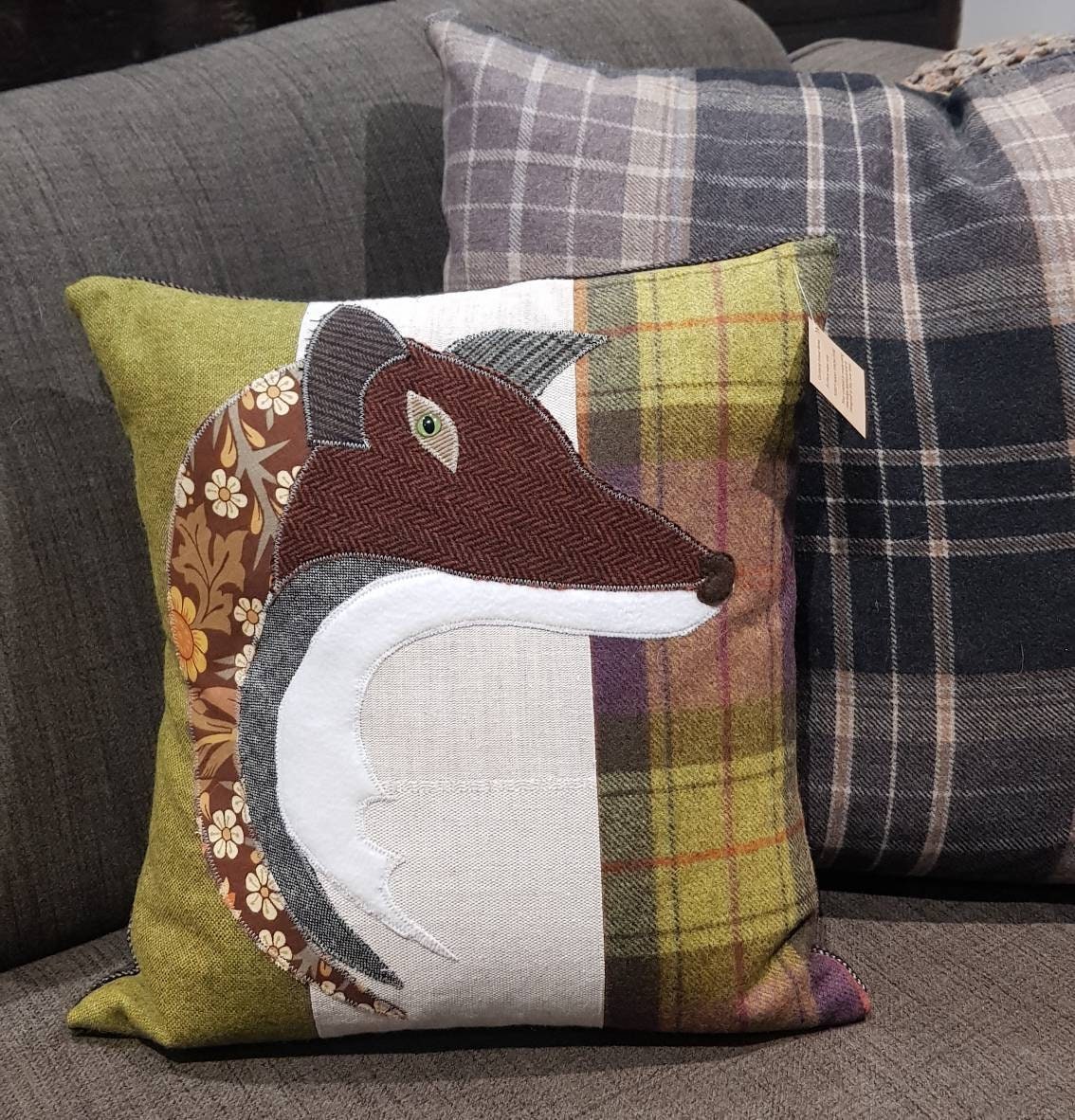 Fox Cushion, Tweed Cushion, Appliqué Cushion, Decorative Statement ...