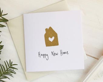 New home card. House warming card. Housewarming card. Personalised new home card. New house card. Moving card. Gold house card.