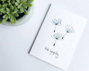 Dandelion seed sympathy card. Sympathy card. Dandelion card. With sympathy card. Condolences card. Blank card. Thinking of you card.