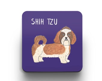 Shih Tzu drinks coaster. Shih Tzu illustrated dog coaster. Dog breed drinks coaster. Dog Tableware. Dog Home decor.