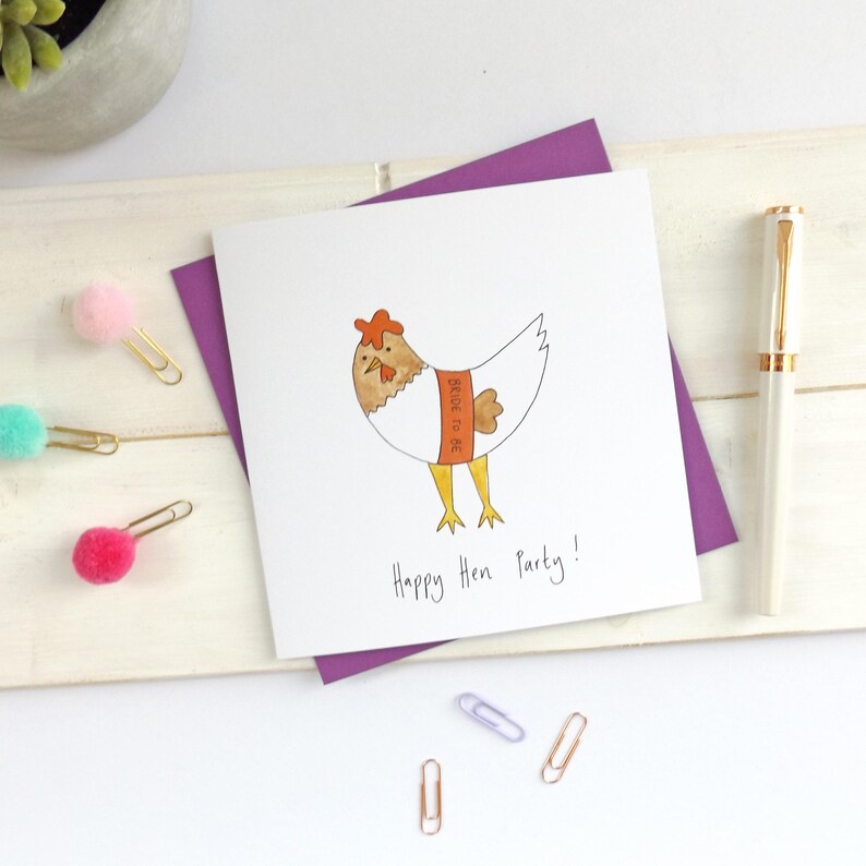 Cute Hen Party Card. Hen Party Card. Happy Hen Party. Bridal Shower