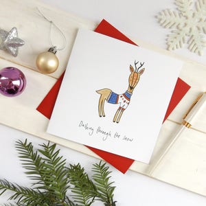 Funny reindeer Christmas card. Christmas jumper reindeer dashing through the snow Christmas card. Reindeer Christmas card. image 3