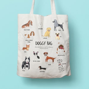 Doggy bag tote bag. Dog tote bag. Dog lover gift. Dog bag. Dog Tote. Dog Cotton shopper.