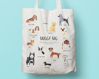 Doggy bag tote bag. Dog tote bag. Dog lover gift. Dog bag. Dog Tote. Dog Cotton shopper.