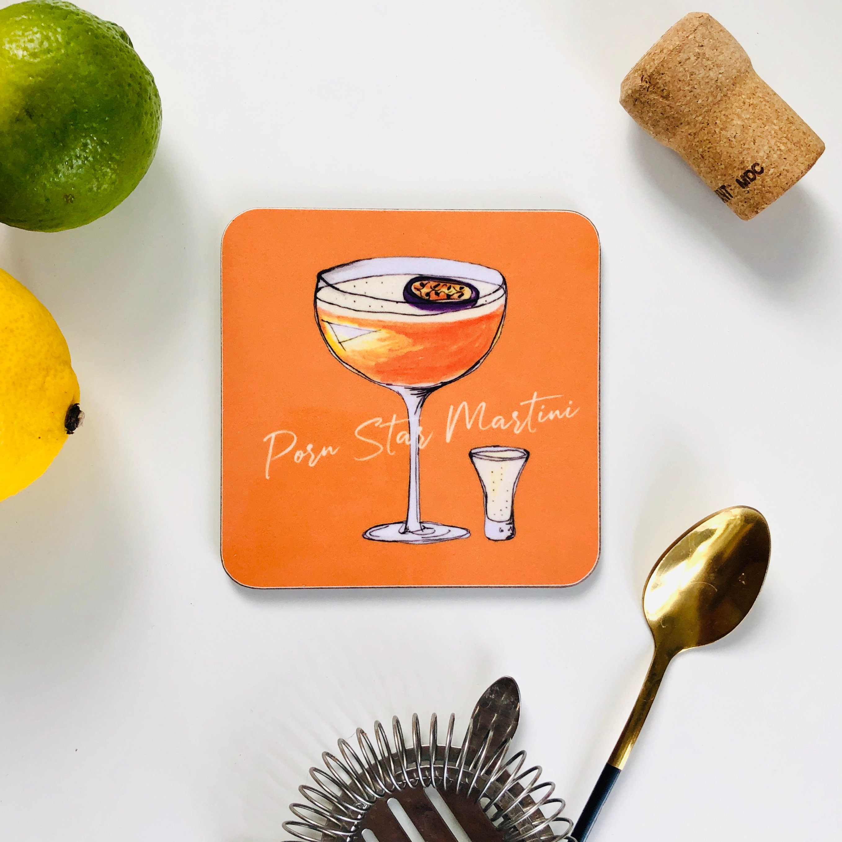 Illustrated porn star martini cocktail coaster Immagine