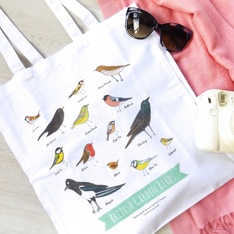 British Garden Birds Tote Bag. Bird Tote Bag. Garden Birds. Etsy UK