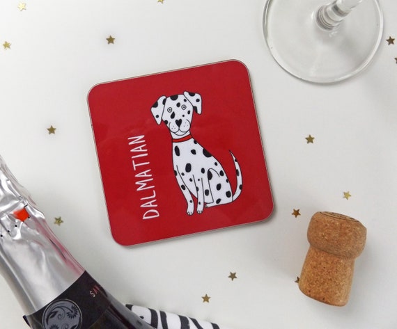 Dalmatian Drinks Coaster Dalmatian Dog Illustrated Dog Etsy