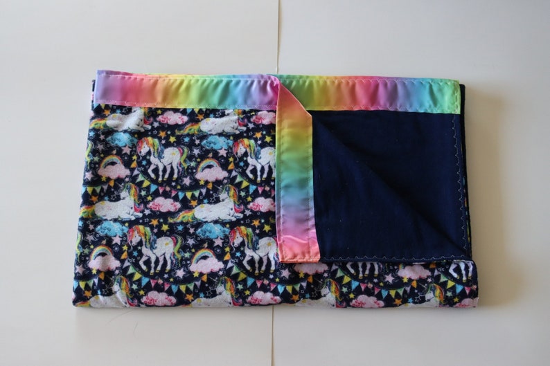 Unicorns Crochet Edge Blanket, Satin Edge Blanket, Pet Bed, Pet Cover