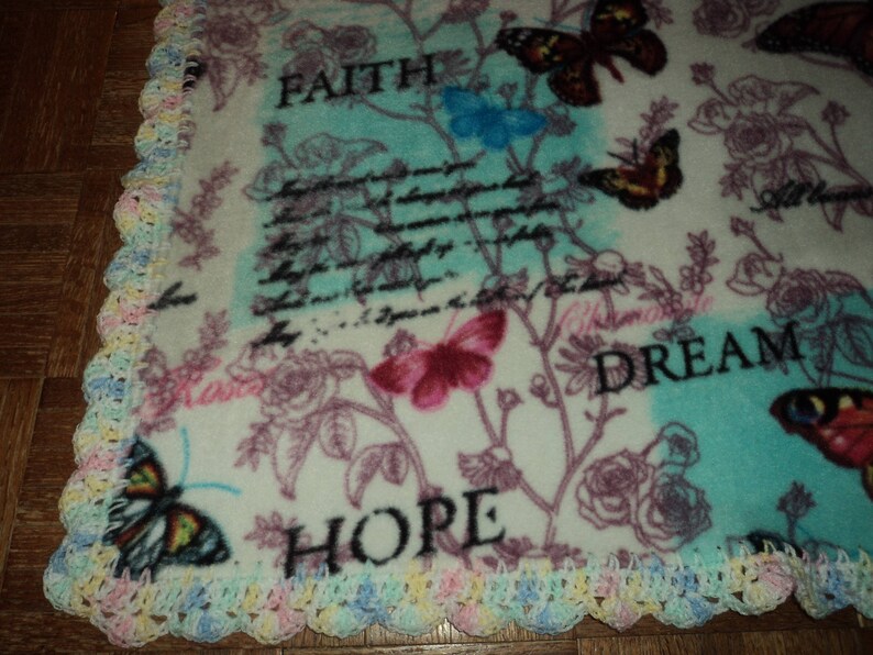Baby Blanket Fleece Baby Blanket Crochet Edge Blanket Etsy