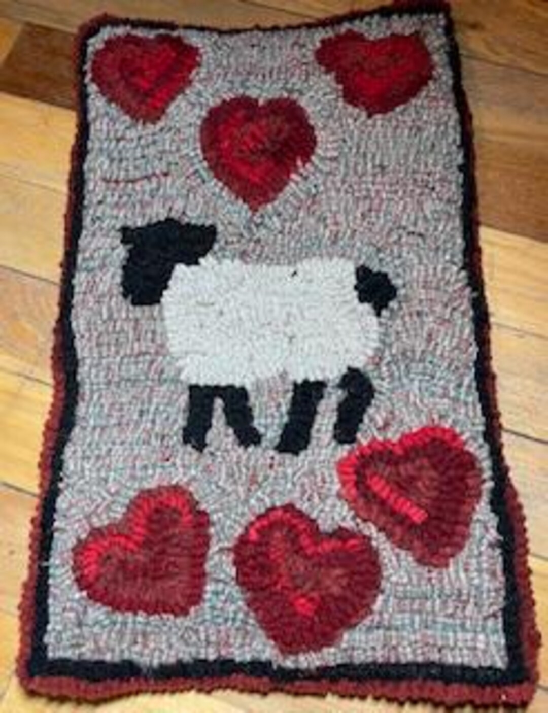 January Sheep Rug Pattern Six Hearts and a Sheep Rug Hooking Pattern, 10