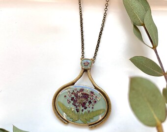 Vintage Fern Necklace: Real Pressed Flowers, Romantic Resin Jewelry