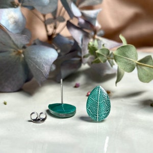 Leaf vein earrings, Gift for sister, Stylish stud earrings, Forest earrings, Teardrop studs, Woodland earrings, Leaf earrings image 5