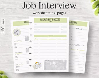 JOB INTERVIEW Worksheets 8 Printable Planner Pages Half | Etsy