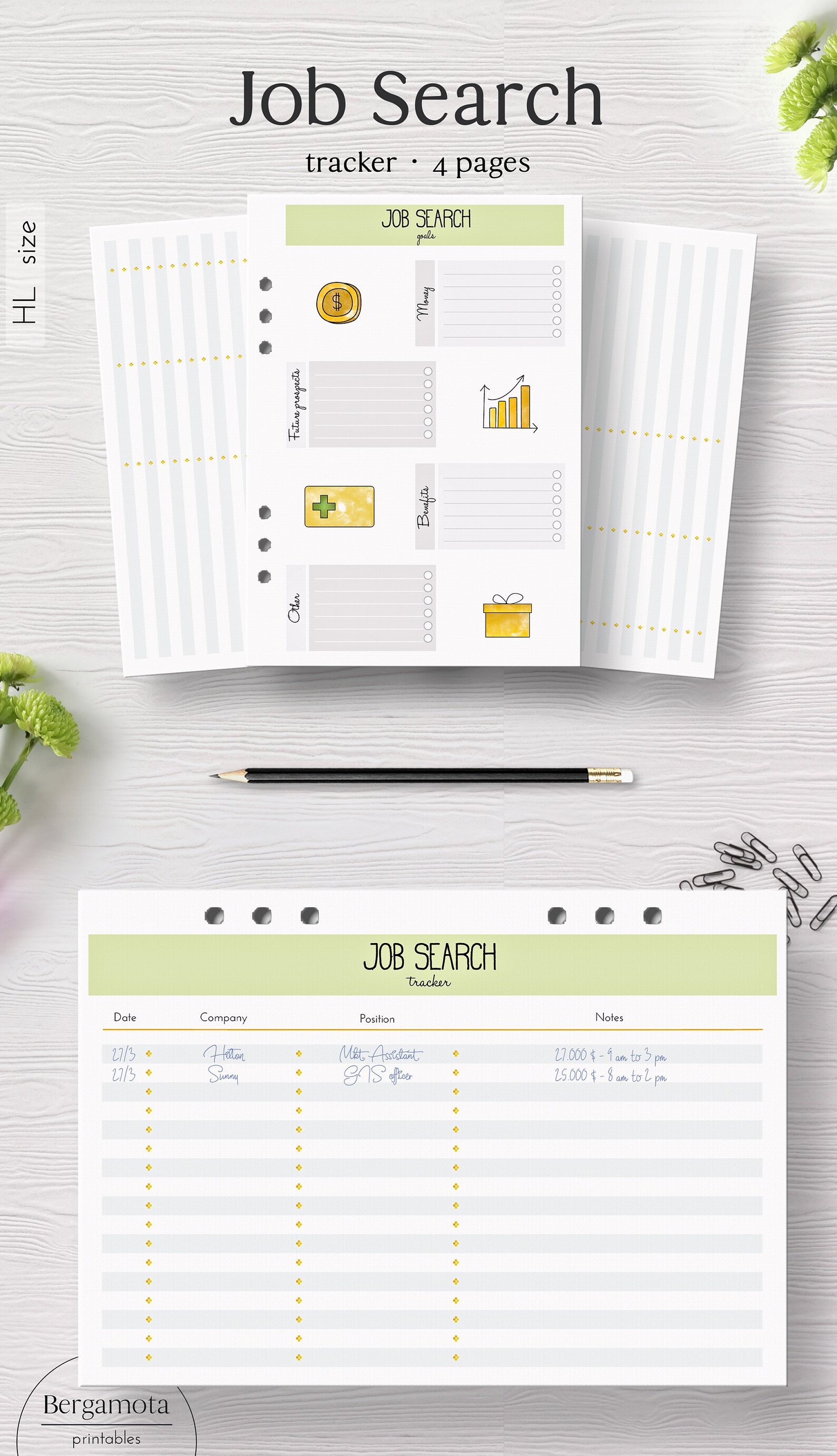 JOB SEARCH Tracker 4 Printable Planner Pages Half Letter | Etsy