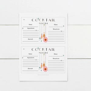 Instant download, Printable Recipe Cards, Printable Cocktail Recipe Cards, Printable Christmas Recipes, Holiday Decor, set of 2