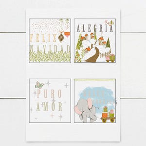Instant download, Spanish Christmas Tags, Printable Christmas tags Spanish, Download Christmas tags Spanish, Holiday Decor, Set of 4