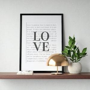 1 Corinthians 13 Love is,  Home Decor, Bible Verse Wall Art, Minimalist Wall Print, Bible Printable Download