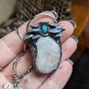 Rose Quartz Mushie Fairy Pendant • Witch Wicca Crystal Polymer Clay Necklace