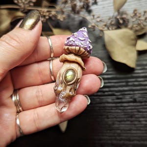 Crystal Magical Forest Mushroom Polymer Clay Pendant