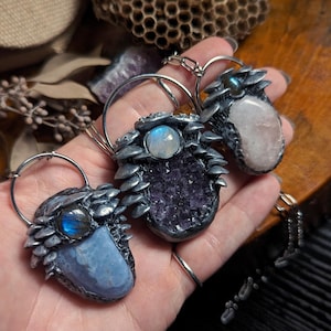 Blue Dream Mushie Fairy Necklace • Witchy Crystal Polymer Clay Pendant