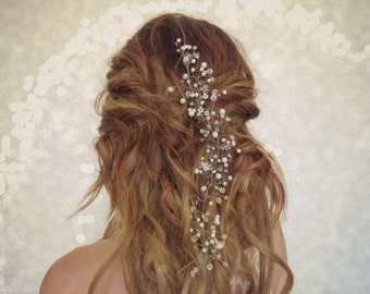 Wedding  floral Hair vine, Baby's breath boho bridal crown, Wedding Hair piece, Bridal head piece, flower crown, floral hair piece