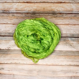 Pure 100% Silk Gauze Sparse Silk Green Hand Dyed Silk Margilan for Nunofelting Natural Silk for Felting Uzbekistan Silk
