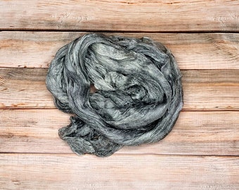 Pure 100% Silk Gauze Sparse Silk Gray Hand Dyed Silk Margilan for Nunofelting Natural Silk for Felting Uzbekistan Silk