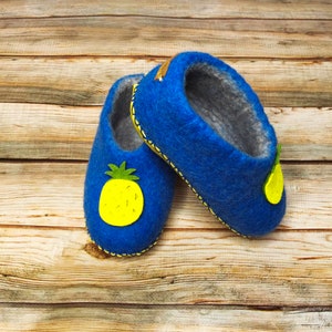 Kids Baby Slippers Child Wool Slippers Felted Blue Slippers Winter Warm Home Slippers Organic House Shoes