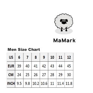 K&ouml;nnte beinhalten: Eine Schuhgr&ouml;&szlig;entabelle f&uuml;r Herren mit US, EUR, CM und INCH-Ma&szlig;en. Die Tabelle zeigt die Gr&ouml;&szlig;en 6 bis 12.
