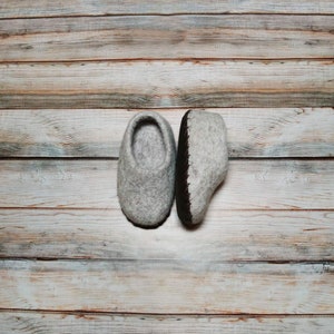 Wool Felt Kids Slippers: Natural Beige Eco Home Shoes
