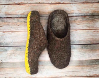 Wool Felt Slippers Men Winter Slippers Warm Home Shoes Eco Natural Christmas Gift For Him