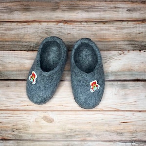 Baby Boy Gray Slippers Felted Woolen Slippers Natural Winter Slippers Warm Eco Home Shoes Kids House Slippers