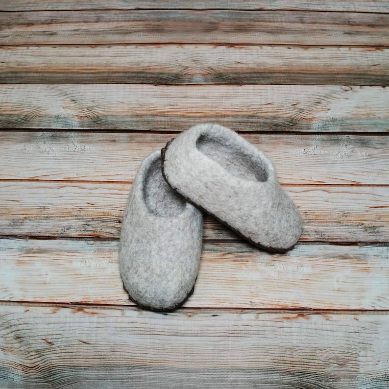 Wool Felt Slippers For Kids Natural Eco Slippers With Sole Toddlers Beige Baby Home Shoes image 4