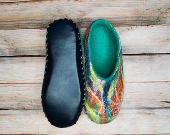 Felted Wool Slippers Women Home Slippers Winter Warm Slippers Eco Organic House Shoes