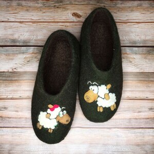Wool Felted Slippers Warm Winter Slippers Woman Christmas Slippers Men Funny Slippers Sheep Home Eco Shoes