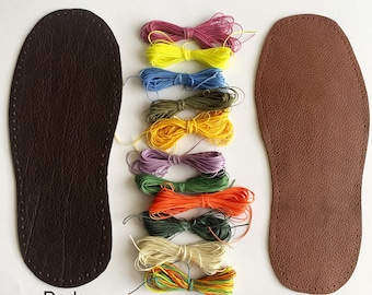 Brown Leather Slipper Soles: Precut DIY Crafting Kit
