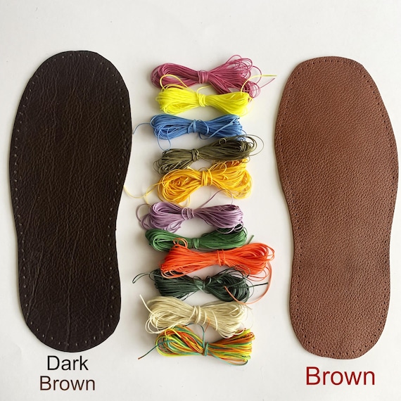 Brown Leather Slipper Soles: Precut DIY Crafting Kit