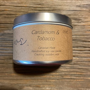 Cardamom & Tobacco Scented [wood wick] Soy Candle,  Wooden Wick, Gifts for Her, Hostess Favours, Gifts for Mom