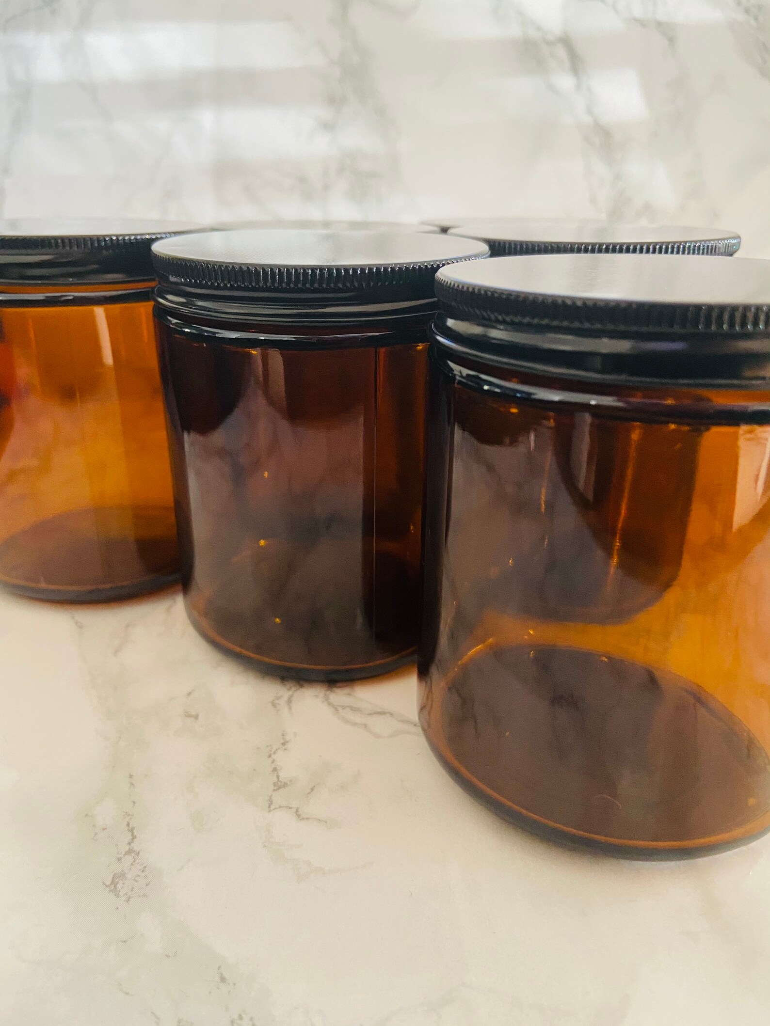 Amber Glass Jar 6 Pack Sustainable Packaging DIY Candle Etsy