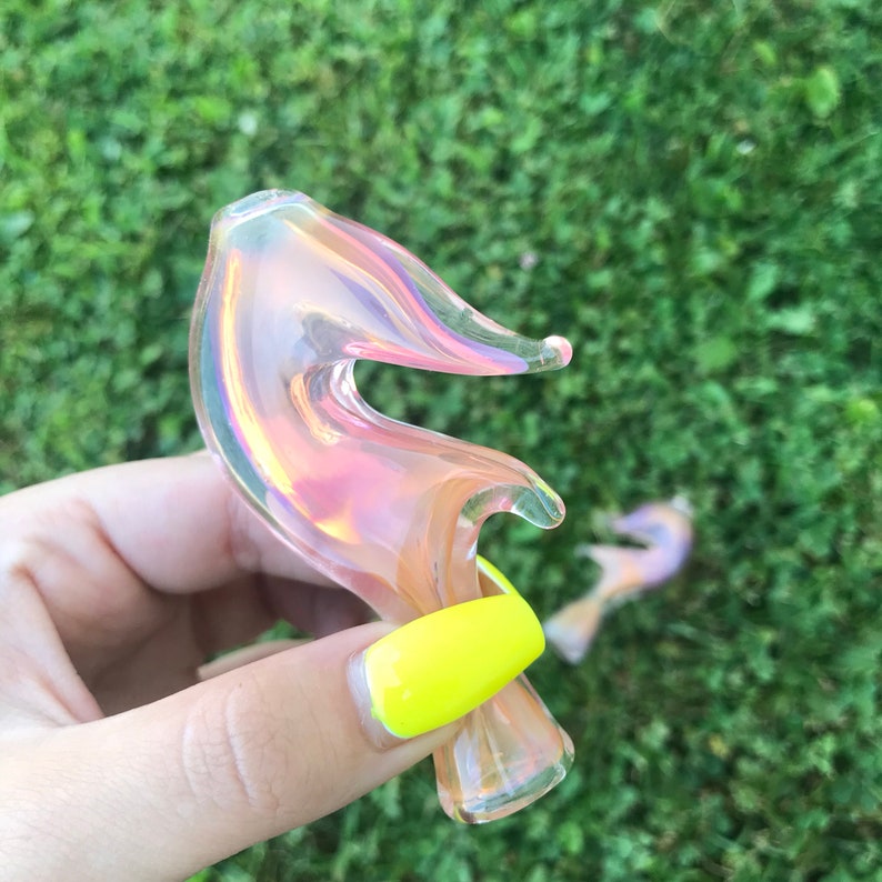 Gold Fumed Fish Hook Glass Pocket Pipe / Chillum Glass Smoking Etsy