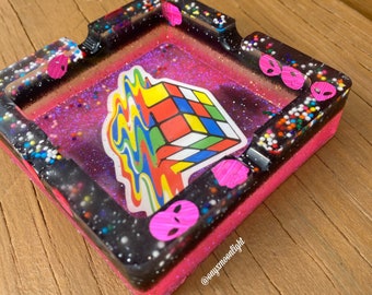 Trip Out Ashtray + Trinket Tray | Trippy Inspired One of a Kind, Colorful Aliens