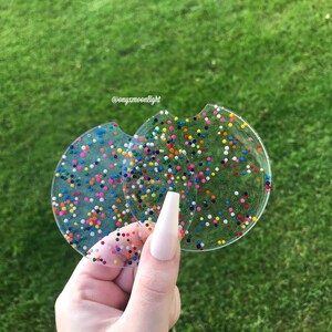 Car Coasters Set/Pair That Will Fit Car Properly Glitter Car Coasters 2.8 & 2.5 You Pick Proper Size. Butterflies More sprinkles