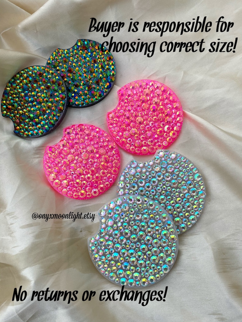 Car Coaster Set w Bling Rhinestones YOU Pick Size for Perfect Fit SHIPS FREE over 35 image 5