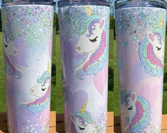 20 oz Unicorn Glitter Stainless Steel Tumbler, Little Pony Princess| TUMBLER CLOSEOUT!