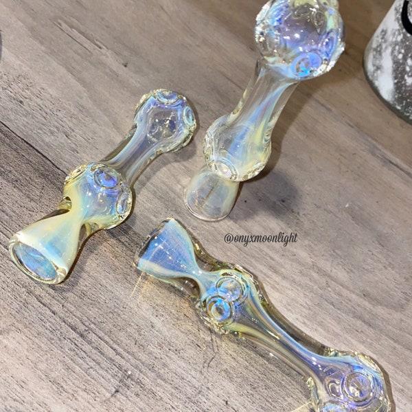 LAST ONE FOREVER! Color Changing Fumed Glass Smoking Chillum. Silver Fume Glass Pipe One Hitter