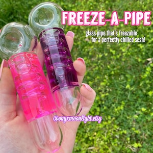 ALMOST GONE Limited Edition Restock! FREEZE Pipe Pink Glass Liquid Freezable Pipe, Free Shipping! New Spring 2024!