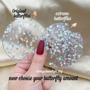 Car Coasters Set/Pair That Will Fit Car Properly Glitter Car Coasters 2.8 & 2.5 You Pick Proper Size. Butterflies More image 4