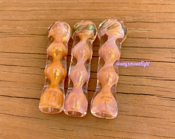 COLOR CHANGING GLASS! Gold Fumed Glass Chillum Pipe